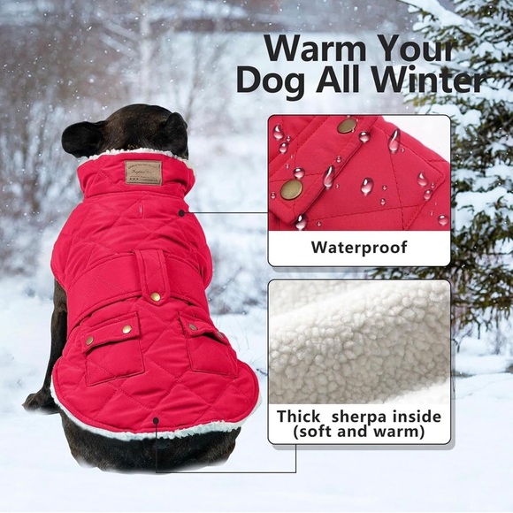 Kyeese Red Quilted Dog Jacket - Picture 4 of 6